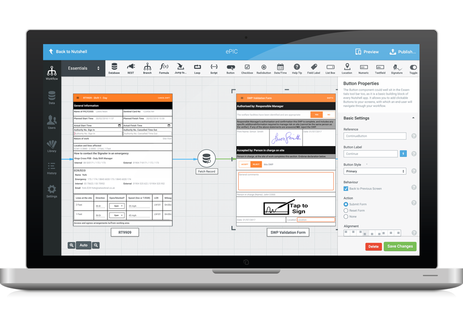 Nutshell app builder laptop and tablet view