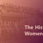The history of women in rail blog header showing a group of women sitting on an old steam train