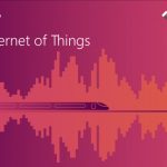 Rail Internet of Things blog header; a silhouette of a train soars along a track, with a burst of digital data encompassing the screen behind it. The OnTrac logo sits in the top right corner, with RIoT forming the header of the post